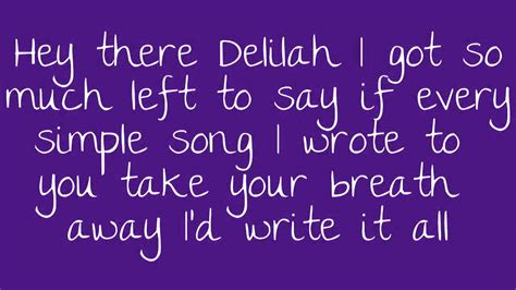 song lyrics for hey there delilah